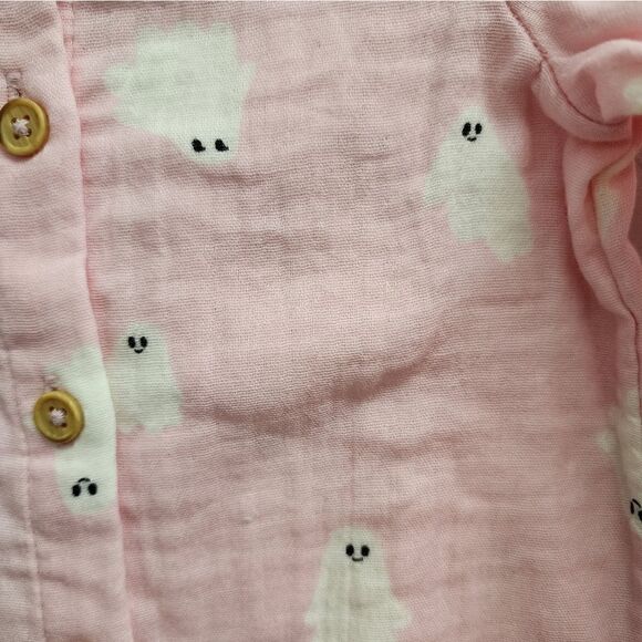 Nwt Baby Girl's Halloween Gauze Romper with Ghost Print - Picture 8 of 9